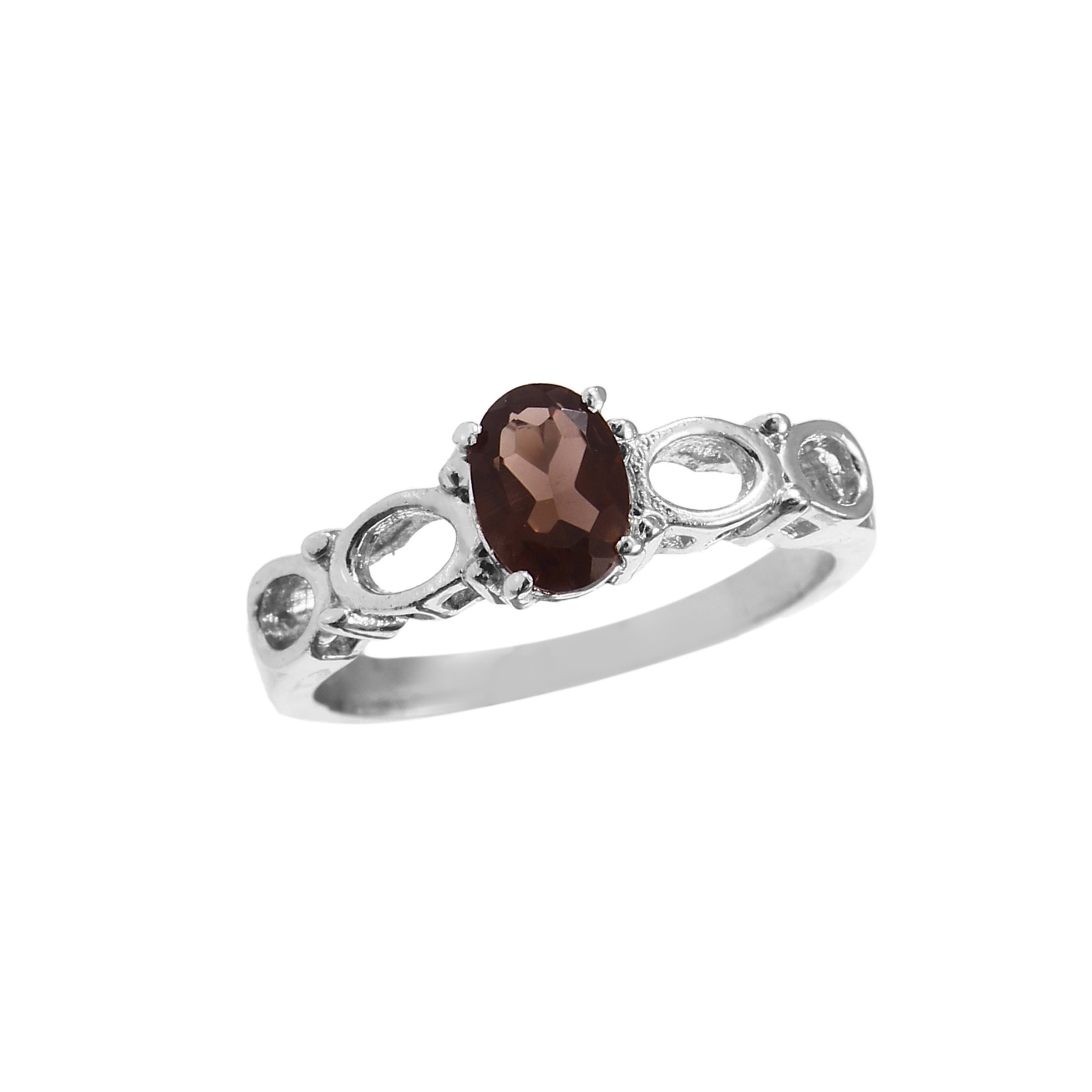 925 natural silver ring smokey quartz