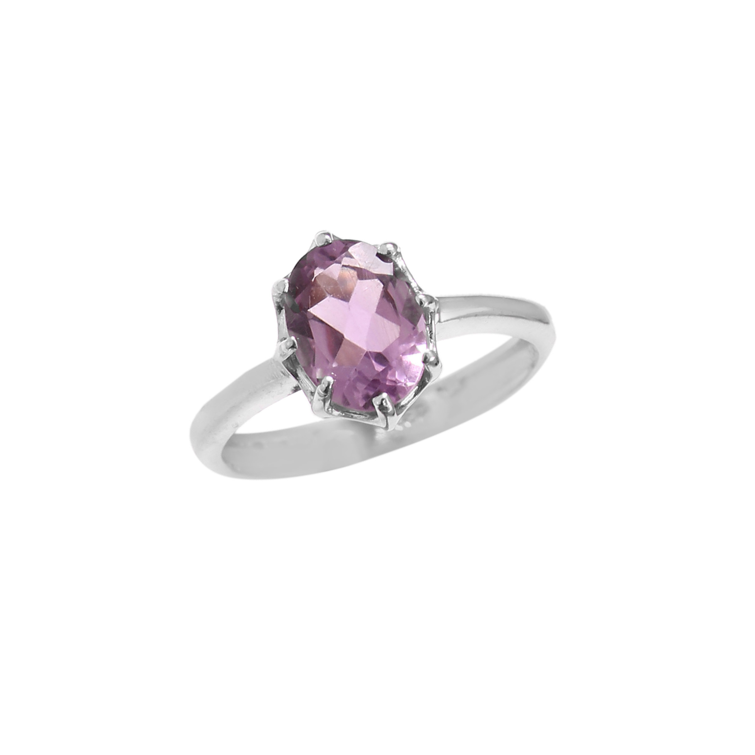 silver amethyst stone ring