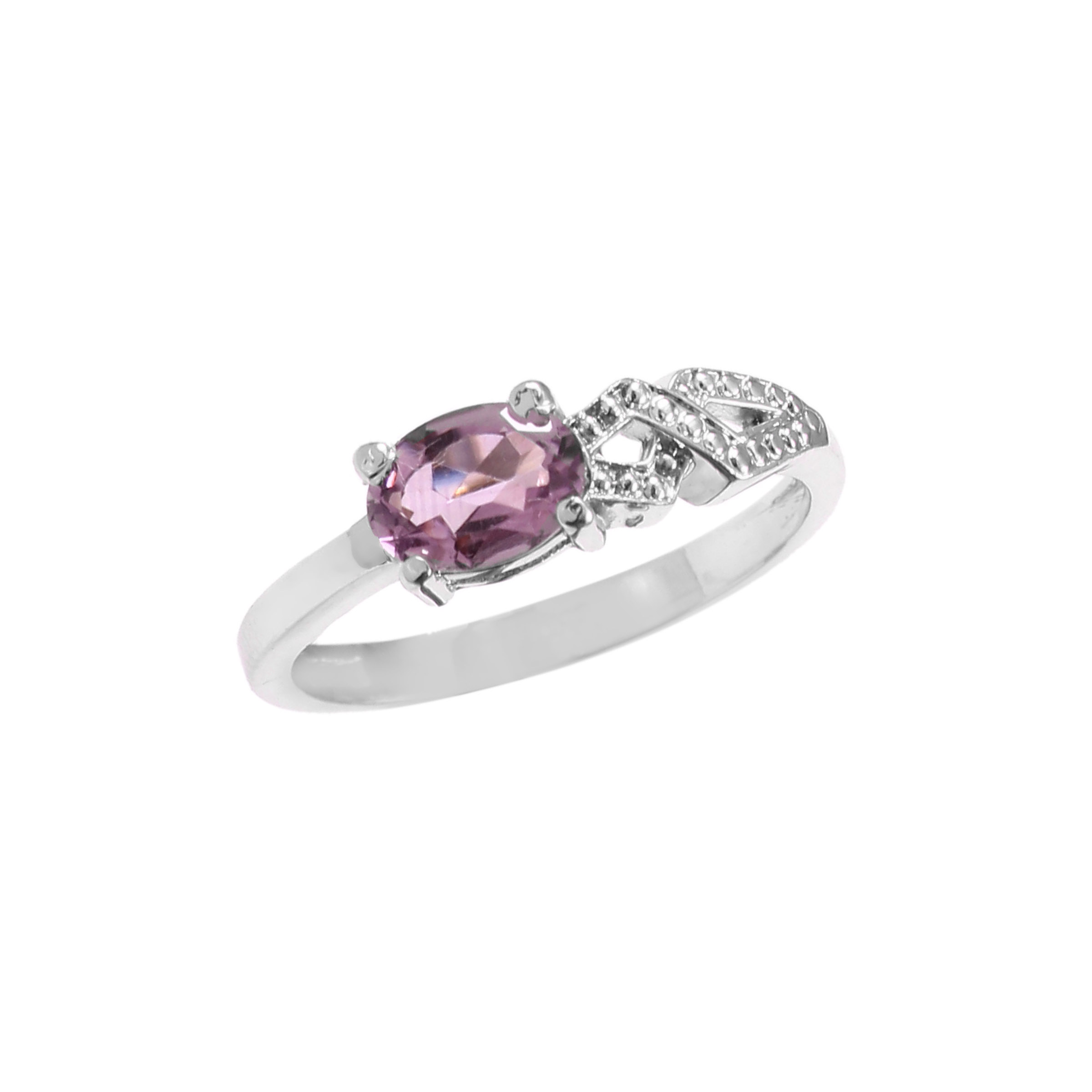 purple stone silver ring