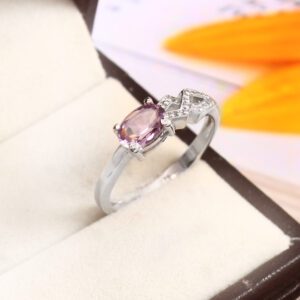 purple stone silver ring