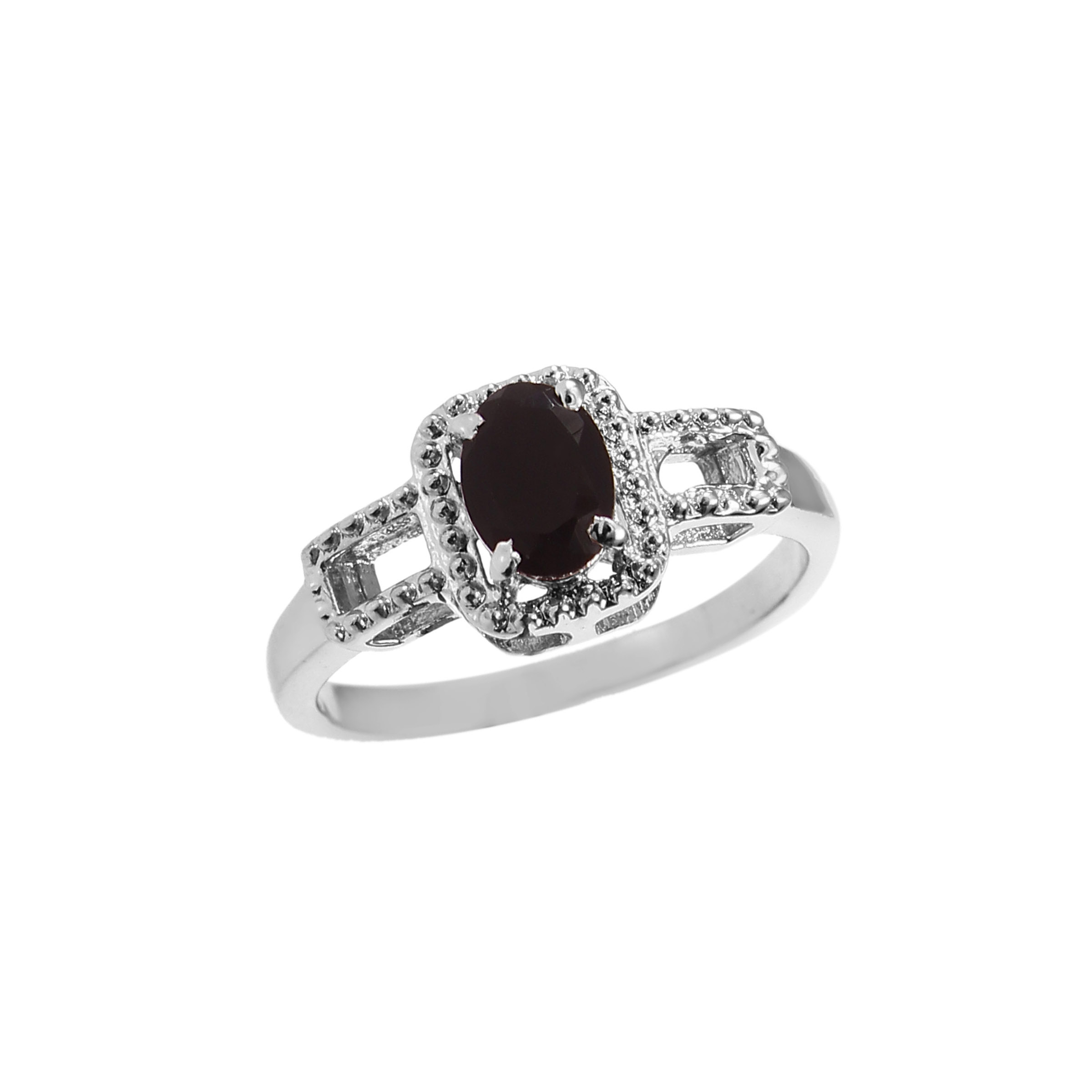 black stone ring silver