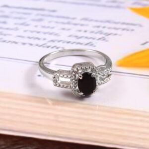 black stone ring silver