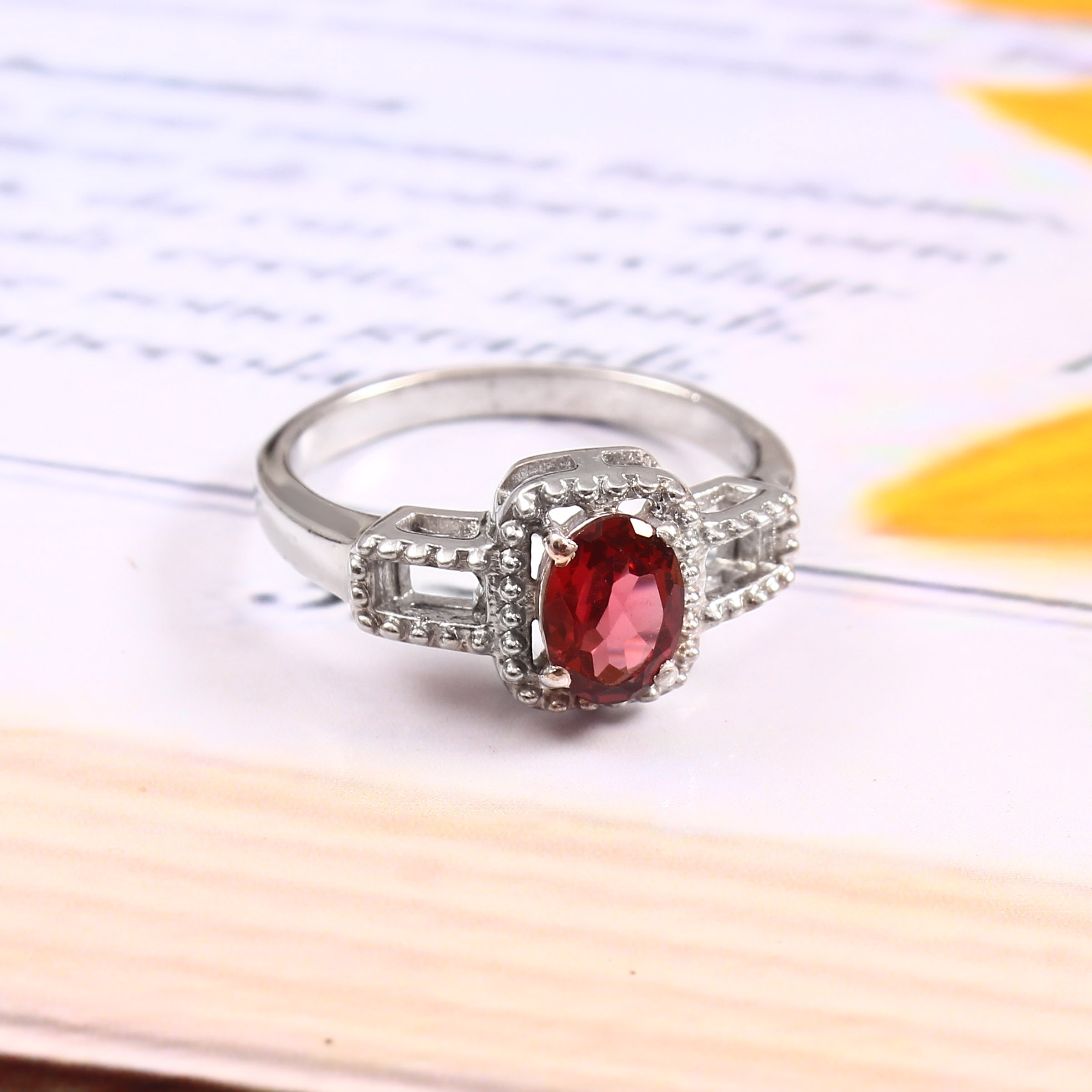 925 silver garnet ring